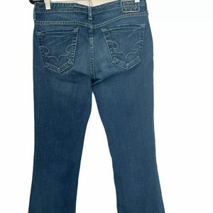 BIG STAR JEANS WOMENS 28R LOU EASY BOOT BUCKLE DENIM LOW RISE MED WASH STITCH